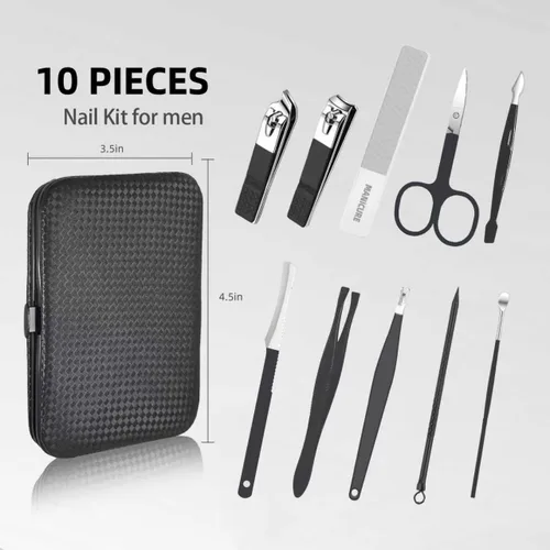 Miniatura 2 de Kit de manicura y pedicura profesional para hombres, kit de cuidado de uñas, kit de cuidado de uñas para hombre, cortaúñas de uñas y pies