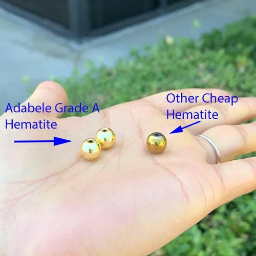Miniatura 6 de 200 piedras preciosas curativas de hematita negra natural de grado A de 0.157 pulgadas (0.157 in), cuentas pequeñas redondas sueltas, espaciador