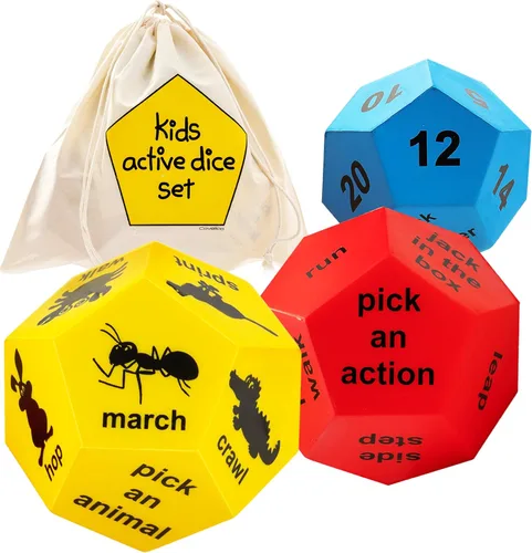 Dados de ejercicio para niños, equipo de PE para escuela primaria, juegos de recreo interior y equipo de ejercicio para niños al aire libre - Juegos