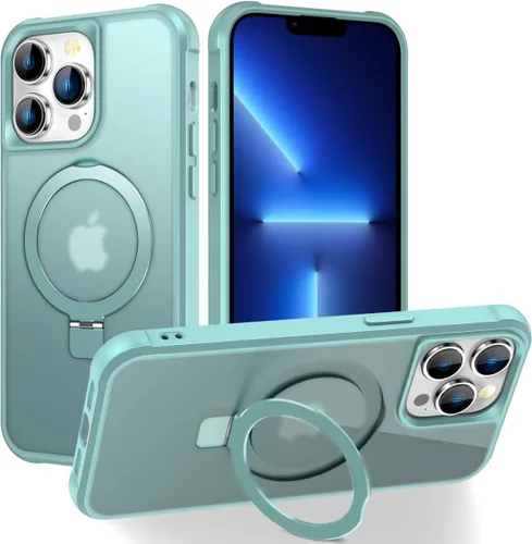 Miniatura 137 de CHAOFEnG Funda magnética compatible con iPhone 11 con soporte, prueba de caídas de grado militar, compatible con imán, anillo translúcido, parte