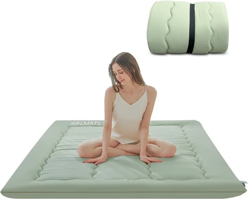 Miniatura 10 de Colchón de Suelo Japonés Colchón Futón, Almohadilla de Dormir Tatami Plegable de 3" para Adultos y Niños, 100% Espuma de Alta Densidad Colchón