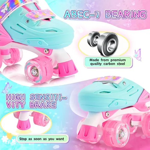 Miniatura 4 de 2PM SPORTS Patines de ruedas para niñas, niños y niños pequeños de 4 a 6, 5 a 8, 6 a 12, 8 a 12 años con ruedas iluminadas, patines ajustables