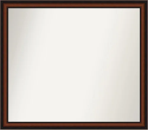 Miniatura 444 de Amanti Art Espejo de pared personalizado no biselado (24 x 27 pulgadas), marco estrecho de nogal chipre - varios tamaños personalizados - Espejo