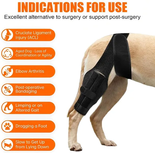 Miniatura 7 de Rodillera para perro para pierna trasera desgarrada, rodillera ajustable para perro, ayuda a aliviar desgarros del ligamento cruzado anterior