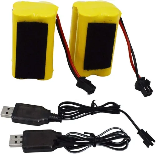 Miniatura 5 de Blomiky Paquete de 2 baterías F3 4.8V 700mAh AA Nicd tipo cuadrado SM-2P enchufe y cable USB para HY800 F1 F3 RC barco y RC Bus RC Autobús escolar