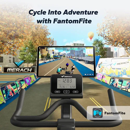 Miniatura 7 de MERACH Bicicleta de Ejercicio, Bicicleta Estática con Pastillas de Freno y App Exclusiva, Bicicleta de Ciclismo Interior de Bajo Ruido con Capacidad