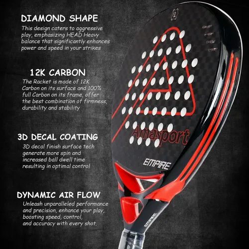 Miniatura 2 de AMA SPORT Raqueta de pádel Superficie de Fibra de Carbono con núcleo de espuma EVA Memory Flex Core Pádel Raqueta de Tenis Raqueta de Pádel Ligeras