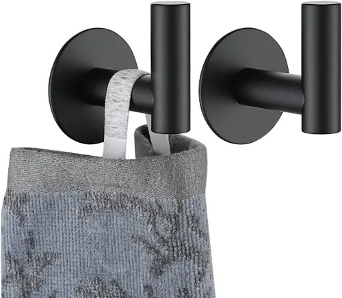 Miniatura 18 de JQK - Ganchos autoadhesivos para toallas cepillados, sin taladro, para adherir en la pared, para abrigos, batas y ropa, para baño, cocina, garaje