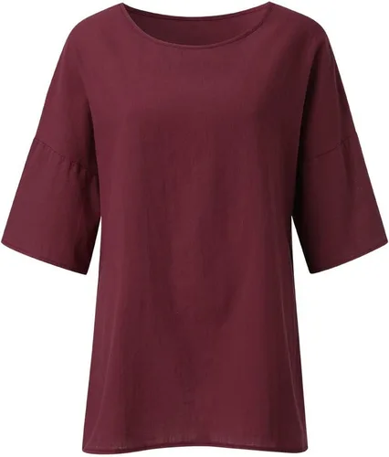 Miniatura 5 de Ceboyel Cotton Linen Tops for Women 34 Sleeve Crewneck Tunic Blouses Dressy Causal Gauze Shirts Ladies Summer Clothing 2025