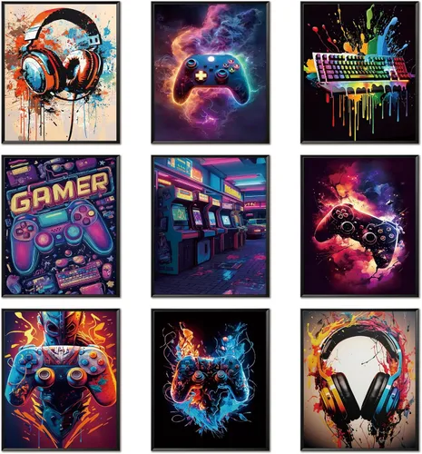 Miniatura 11 de ARKZSHO Juego de 9 impresiones en lienzo para pared de Halloween, pintura oscura de academia, pintura estética gótica espeluznante para galería