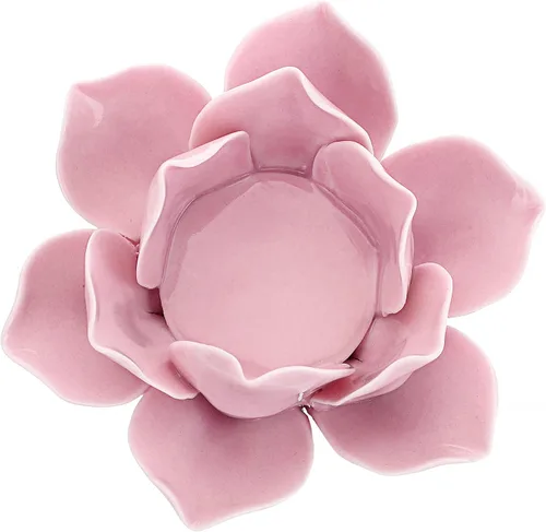Miniatura 8 de OwnMy Portavelas de Flor de Loto de Cerámica de 4.5 Pulgadas, Portavelas de Pétalos de Loto, Candelabro, Portavelas Votivo de Flor para Velas de Té