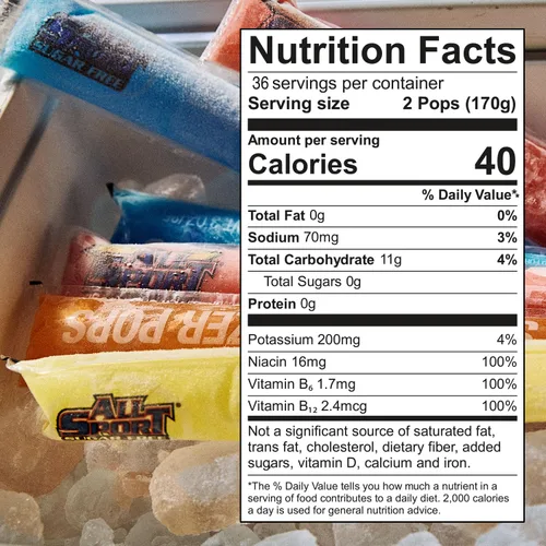 Miniatura 2 de All Sport Body Quencher Freezer Bars Variety Pack (Sugar Free) Giant Sized 3oz, 72 CT Refreshing Ice Pops with Electrolytes