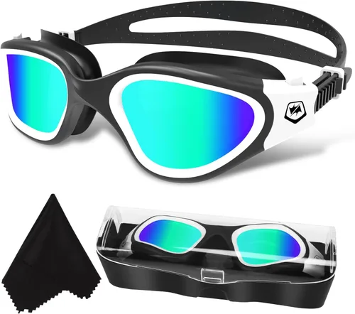 WIN.MAX - Goggles de natación polarizados, antivaho, antirrayos ultravioleta, sin filtraciones y con visión clara para hombres, mujeres, adultos y