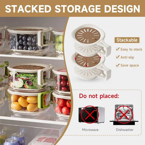 Miniatura 3 de Caja apilable de serpiente para niños, niños pequeños, adultos, caja reutilizable para preparar snacks, tazón para lavar frutas, colador