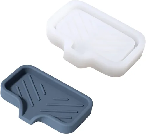 Molde de silicona para jabonera de hormigón con drenaje, soporte de jabón de cemento para ducha/baño, herramientas de fabricación de bandejas de