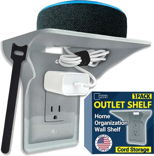 BeraTek Power Perch - Estante de pared para ordenar y recuperar espacio en el mostrador, estantes organizadores de dormitorio y baño, soporte Alexa