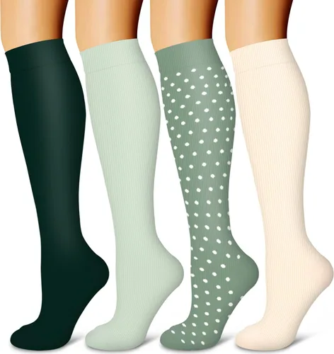 Laite Hebe 4 pares de calcetines de compresión para mujeres y hombres, el mejor apoyo para enfermeras, correr, atletismo