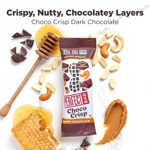 Miniatura 5 de Perfect Bar Choco Crisp, Barra de Proteína de Chocolate Oscuro con Mantequilla de Nueces, Snack de Proteína, Sin Gluten, Sin Soja, Sin OMG, Sin