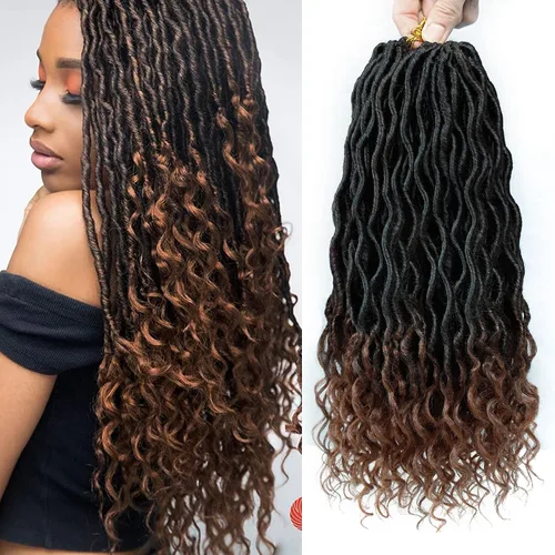 Miniatura 22 de Cabello de Ganchillo Goddess Locs - 8 Paquetes de 12 Pulgadas de Cabello Rizado Faux Locs de Ganchillo para Mujeres Negras, Cabello Rizado 1B-30#