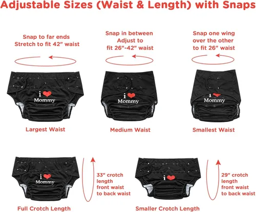 Miniatura 7 de Littleforbig Funda para pañales para adultos, lavable, ajustable, reutilizable, impermeable, talla única, color negro