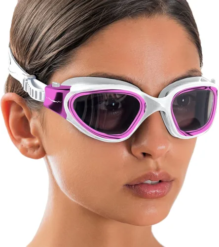 Miniatura 33 de AqtivAqua DX - Gafas de natación con visión amplia para adultos, hombres y mujeres, antiempañamiento y sin fugas Gafas negras + funda plateada