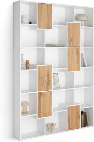 Miniatura 79 de Mobili Fiver, Iacopo XS Estantería con puertas de panel (63.31 x 31.5 pulgadas), color negro Ashwood, Made in Italy