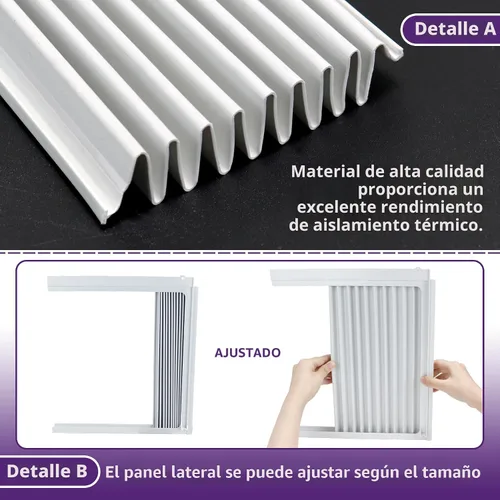 Miniatura 3 de Mxclimate Paneles laterales de aire acondicionado de ventana con marco, kit de cortina de relleno de acordeón de CA para ventana, paneles