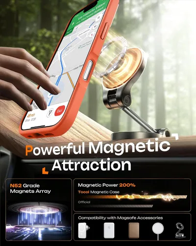 Miniatura 845 de TOCOL Funda para iPhone 11, compatible con Magsafe, protección completa de cámara, imanes integrados, protección contra caídas, funda translúcida
