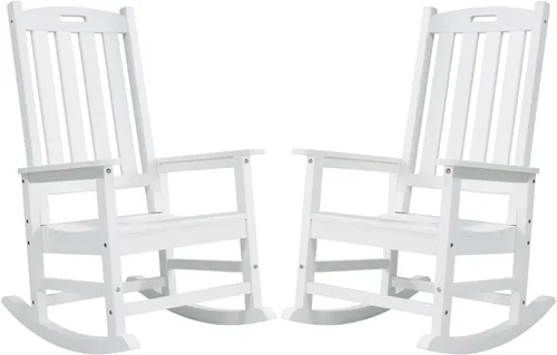Miniatura 19 de Psilvam Mecedora de gran tamaño para exteriores, con asiento de 21 pulgadas de ancho y respaldo de 32 pulgadas de alto, premontada con la mayoría