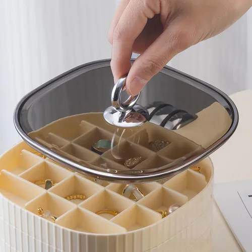 Miniatura 7 de Joyero, organizador de joyas de acrílico de 3 capas con asa, cajas de joyería transparentes para mujeres y niñas, organizador de maquillaje, soporte