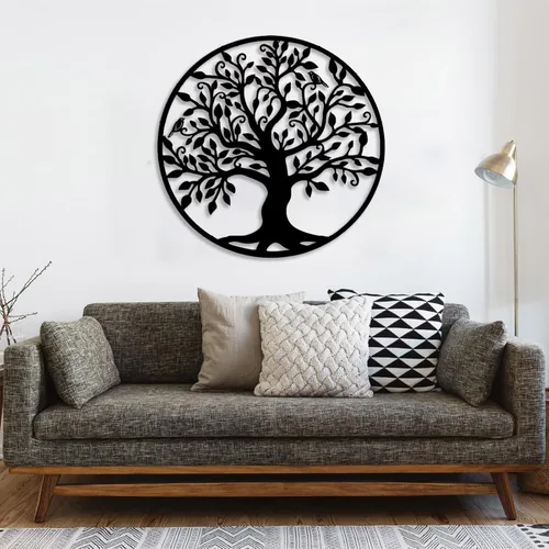 Miniatura 2 de Fayholy Árbol de la vida arte de pared de metal, decoración de pared de árbol de metal, camisetas circulares para sala de estar, dormitorio