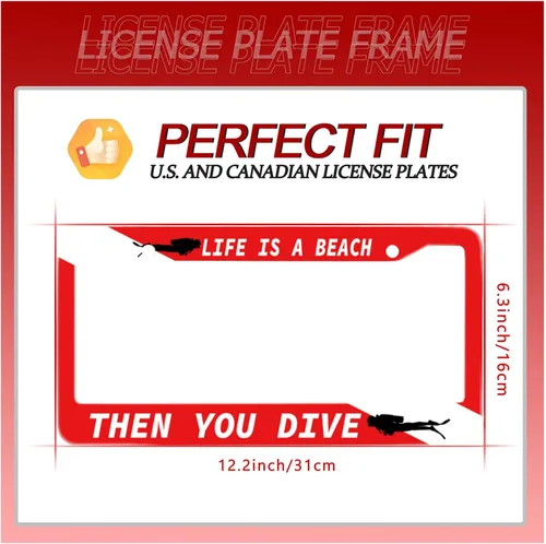 Miniatura 6 de Life is A Beach Then You Dive - Marcos de matrícula personalizados para automóvil, accesorios universales de acero inoxidable, decoración de autos