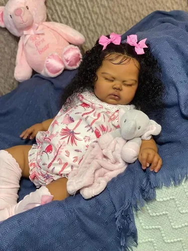 Miniatura 7 de Angelbaby Muñecas de Bebé Reborn de Niña Negra de la Vida Real de 24 Pulgadas, Muñeca de Niña Pequeña Reborn Afroamericana Grande de Silicona Suave
