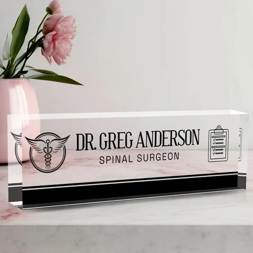 Miniatura 33 de Placa de Nombre Personalizada a Criterio, Placa de Escritorio de Acrílico, Decoración de Oficina para Mujeres y Hombres, Regalos de Agradecimiento