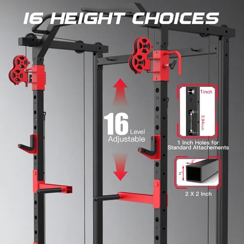 Miniatura 7 de OPPSDECOR Power Cage, 2000LBS Squat Rack with Dual Pulley Cable Crossover System, Multifunctional Power Rack with More Training Attachments for Home