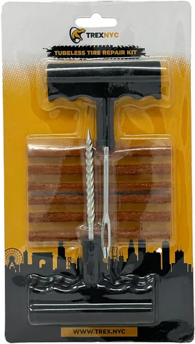 T-Rex Autos TrexNYC Kit de reparación de neumáticos sin cámara, reparación de pinchazos y tapones planos, automoción, ideal para neumáticos en