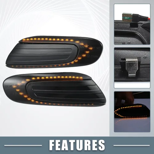 Miniatura 3 de Señal de giro LED con marcador lateral secuencial No.63137298351 para Mini Cooper F55 F56 F57 2014-2021 Lente ahumada de plástico ámbar (Juego de 2)
