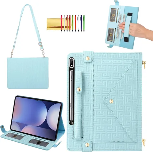 Miniatura 28 de Bolso Funda para Samsung Galaxy Tab S10 FE/S9 FE 10.9"/S9/S8/S7 11", Techcircle Folio con Soporte Cruzado, Billetera con Ranura para Lápiz S Pen