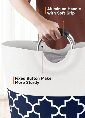 Miniatura 4 de Fabspace - Cesta grande de lavandería con bolsa de lavandería plegable, cesta de lavado, bolsa de ropa plegable, alta con asas, resistente al agua