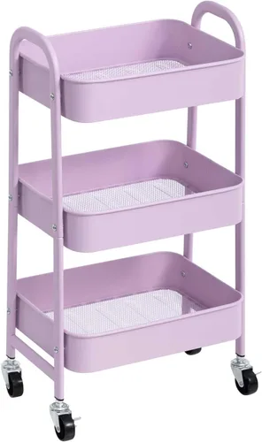Miniatura 9 de AGTEK Carrito utilitario de 3 niveles con ruedas bloqueables, almacenamiento multifuncional de metal, carrito organizador para cocina, oficina, sala