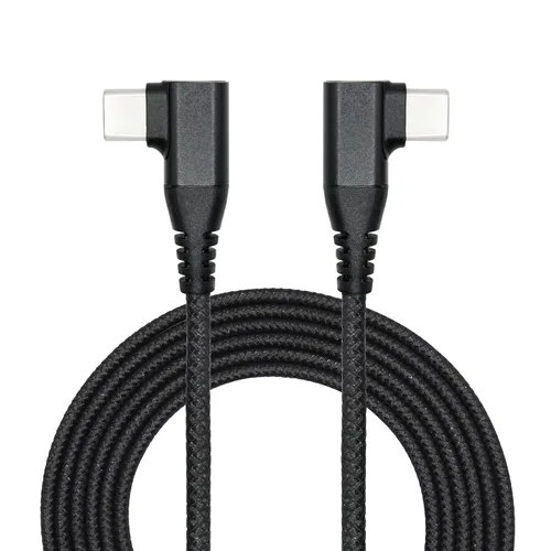 Miniatura 10 de Cable USB C a USB C en ángulo recto de 3.3 ft/3 pies, 90 grados, 60 W, PD tipo C, cable trenzado de nailon de carga rápida y transmisión de datos