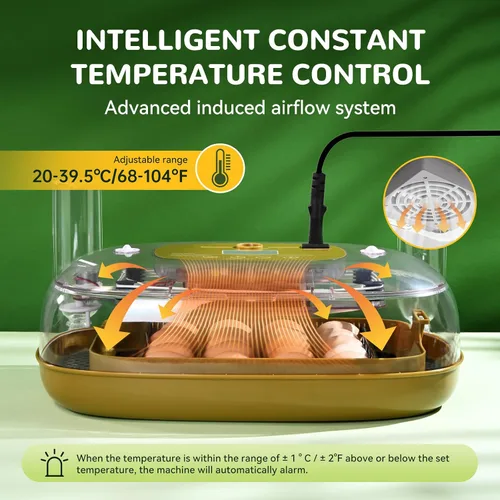 Miniatura 2 de Incubadora de 24 huevos con girador automático, asiento de termómetro y control de humedad, perfecta para incubar pollo, incluye vela de huevos