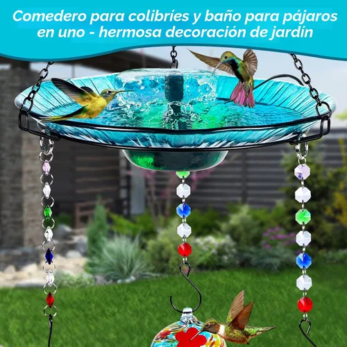 Miniatura 2 de HEADAK LIFE Comedero para Colibríes y Baño para Pájaros al Aire Libre 2-en-1 para Pájaros Pequeños - Fuente de Baño para Colibríes con 3 Macetas
