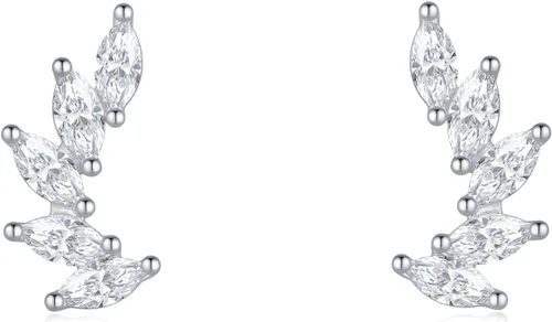 Miniatura 4 de Rnivida Aretes tipo dormilona de plata de ley 925, hipoalergénicos, pequeños aretes de circonita cúbica para mujer