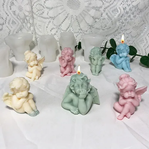 Miniatura 5 de Molde de vela en forma de ángel, molde de silicona de fundición de resina para el día de San Valentín, velas de aromaterapia, cera, yeso, arcilla