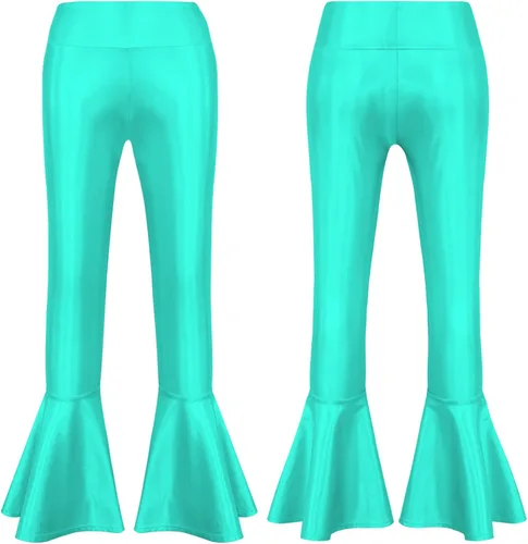 Miniatura 4 de Loloda Pantalones acampanados elásticos metálicos brillantes para niños, leggings atléticos sin pies, leggings con parte inferior acampanada