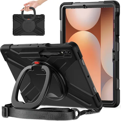 Miniatura 81 de 360 Rotation Case for Galaxy Tab ActivePro/Tab Active4 Pro/Active 5 Pro 10.1" Sturdy Cover Rotate Ring Stand Shoulder Carrying Strap Hand Strap