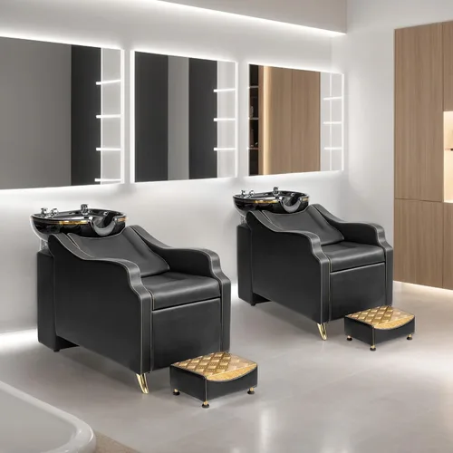 Miniatura 2 de OmySalon Unidad de lavado a contracorriente de champú con cuenco grande de porcelana, fregadero de salón, silla de lavado de cabello, estación