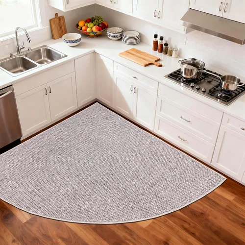 Alfombra esquinera de cocina antideslizante, lavable, tapete circular de cocina para piso, alfombra de esquina para cocina, fregadero, lavandería,