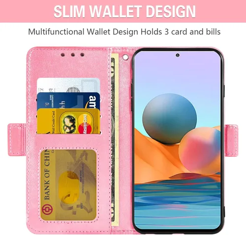 Miniatura 3 de Asuwish Compatible con Xiaomi Redmi Note 10 Pro Wallet Case Protector de pantalla de vidrio templado, soporte para tarjeta de crédito, correa